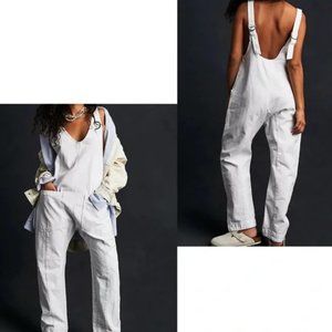 We the Free People High Roller Jumpsuit Romper Overalls Coveralls White L NWOT